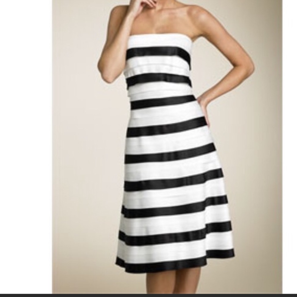 BCBG layered black & white strapless dress